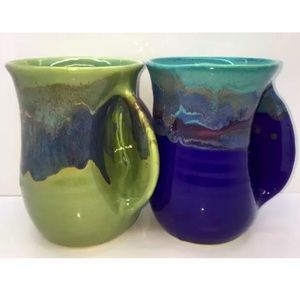 NEHER POTTERY 2 Clay in Motion Hand Warmer Mugs
